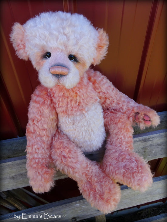 Toddler Lorelei Coral - 21in hand dyed MOHAIR Artist toddler style Panda Bear by Emmas Bears - OOAK