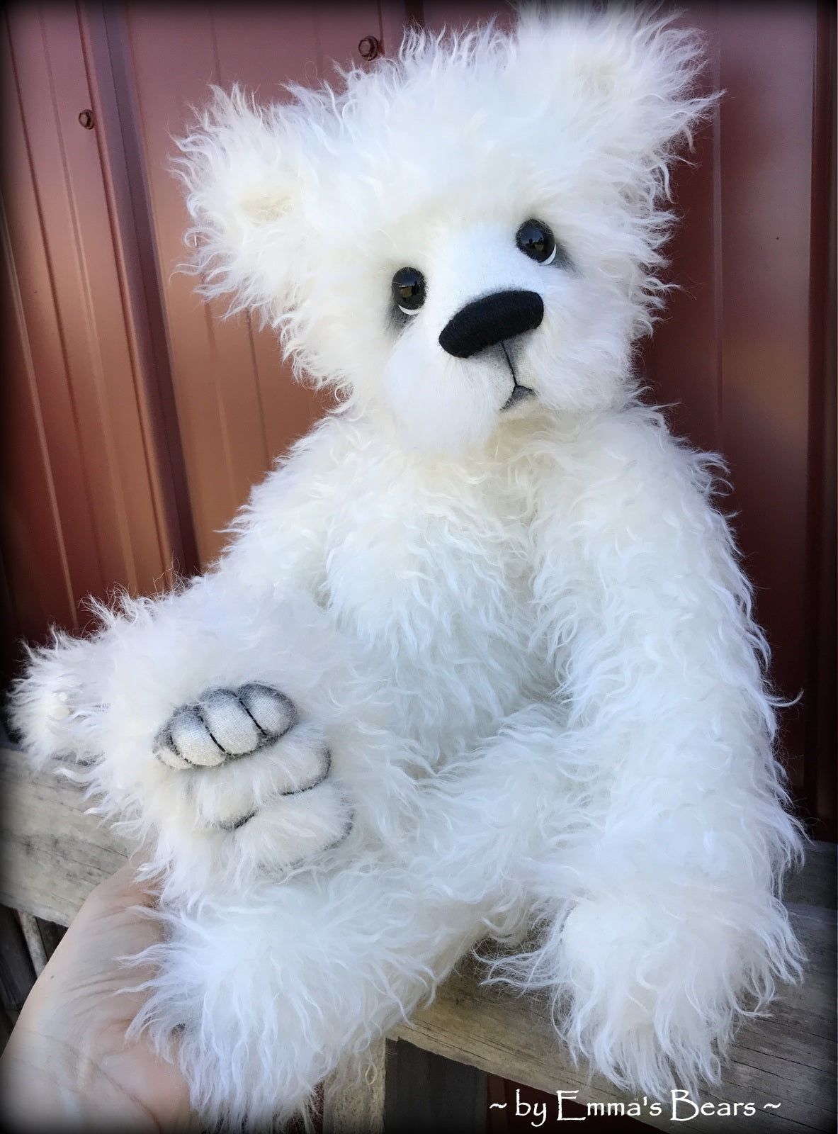 Toddler Amara Adeline - 22in white MOHAIR Artist toddler style Panda Bear by Emmas Bears - OOAK