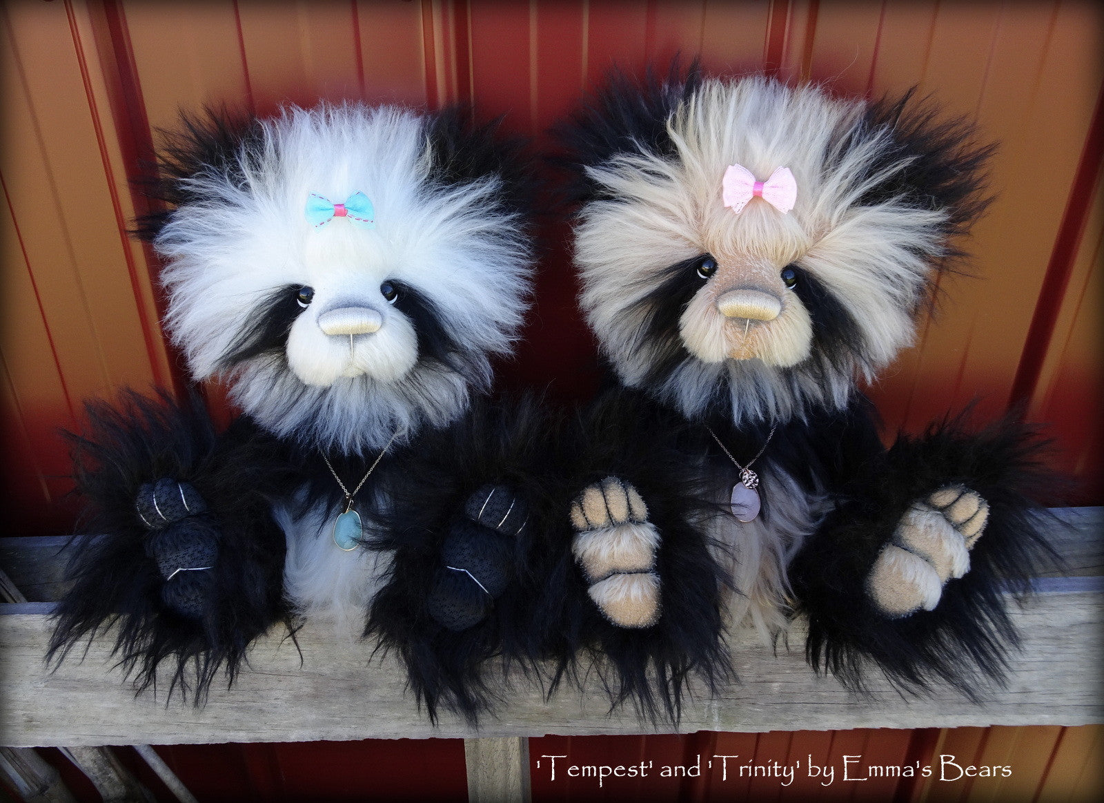 Tempest - 16" extremely longpile mohair artist panda bear  - OOAK by Emma's Bears