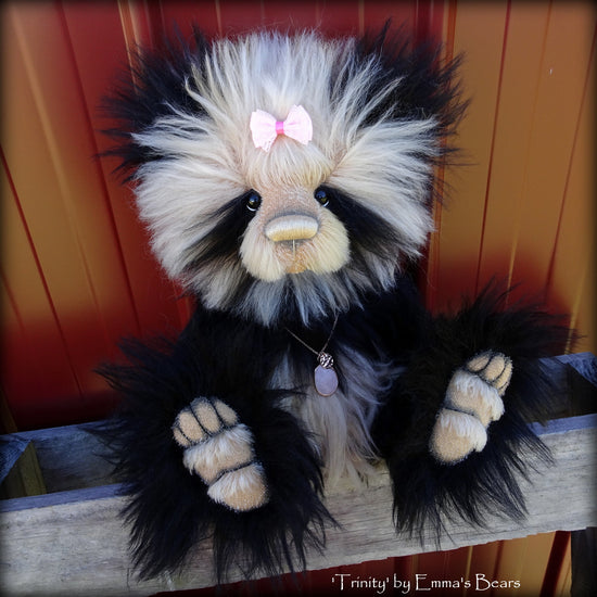 Trinity - 16" extremely long pile mohair artist panda bear  - OOAK by Emma's Bears