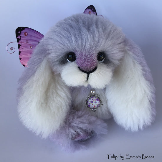 Tulip - 9" Hand dyed alpaca artist Easter Bunny by Emma's Bears - OOAK