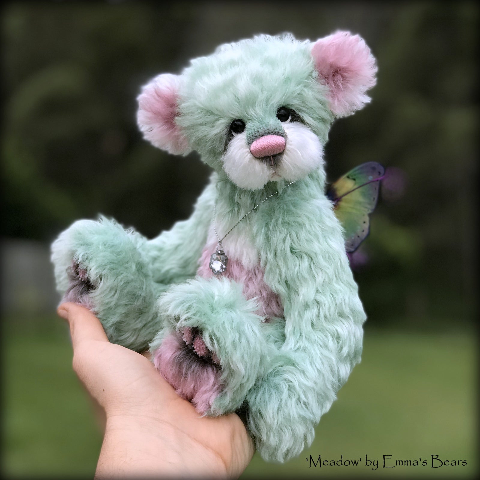 Meadow - 10" Hand dyed artist Easter Butterfly Bear by Emma's Bears - OOAK