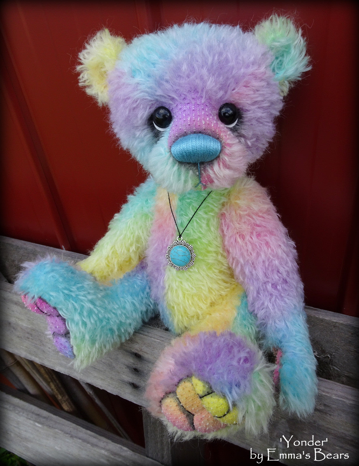 Yonder - 16" dyed rainbow mohair artist bear by Emma's Bears  - OOAK