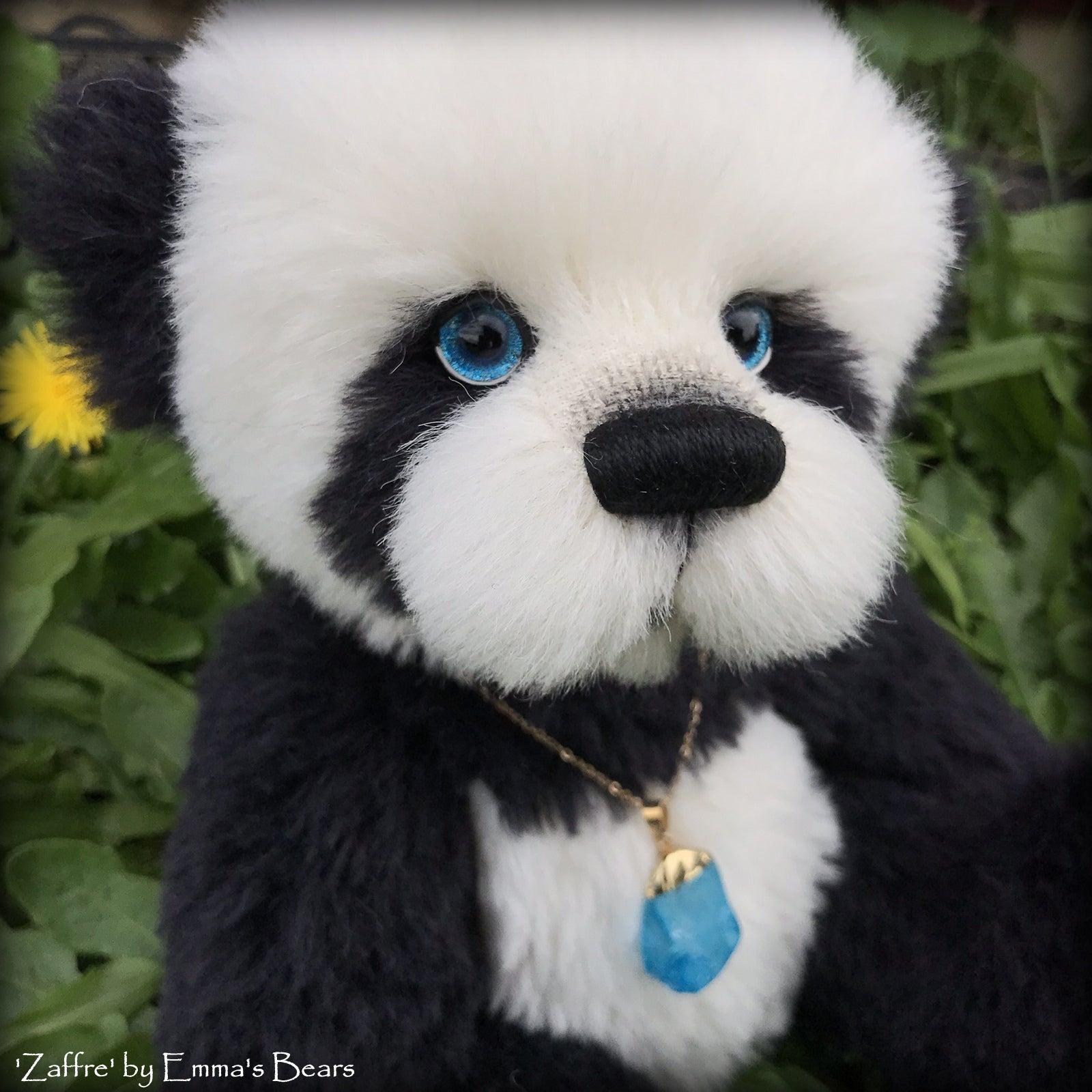 Zaffre - 14" alpaca Artist Panda Bear by Emma's Bears - OOAK