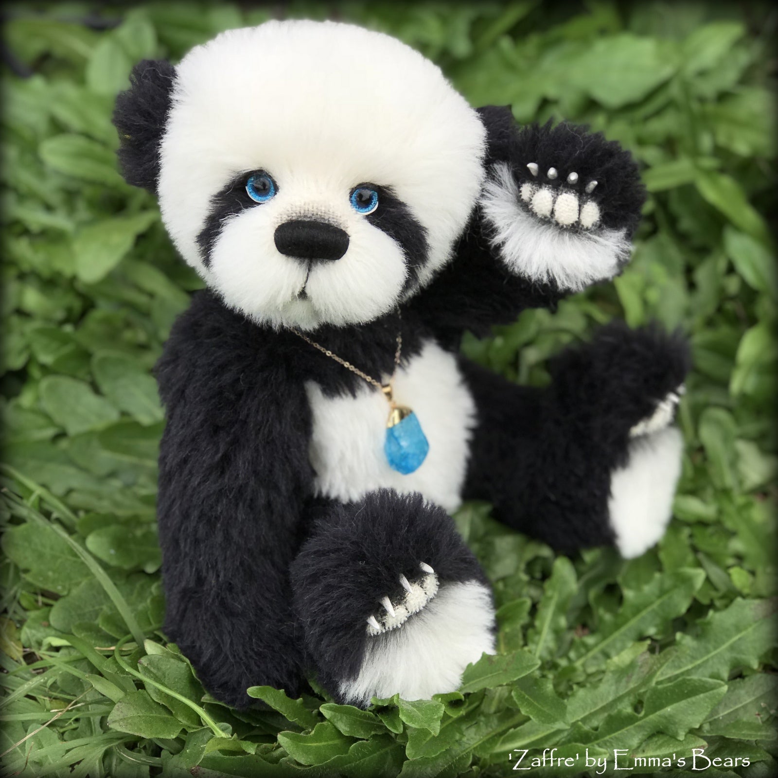 Zaffre - 14" alpaca Artist Panda Bear by Emma's Bears - OOAK