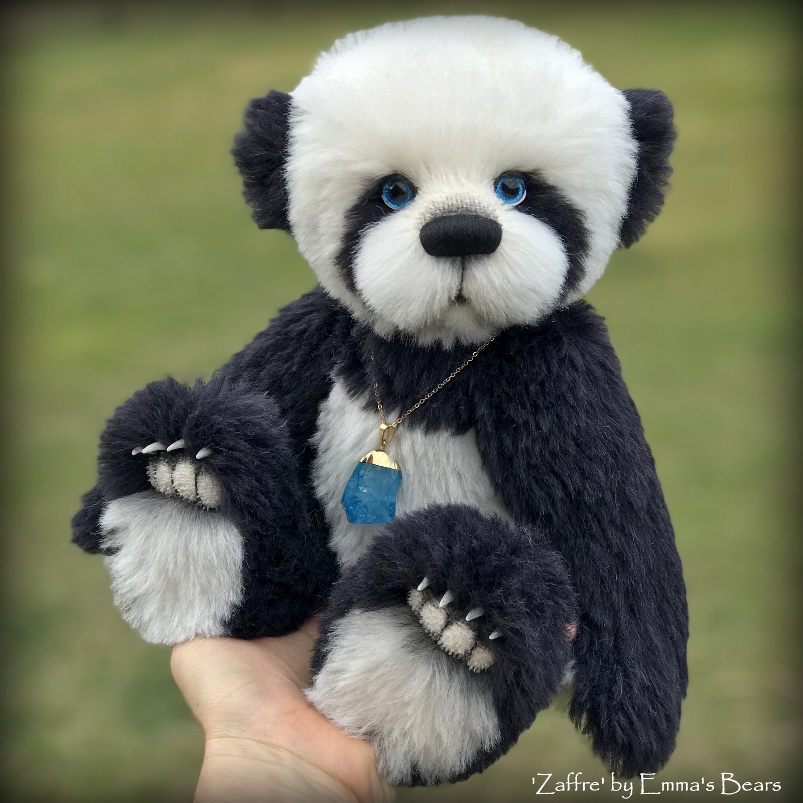 Zaffre - 14" alpaca Artist Panda Bear by Emma's Bears - OOAK