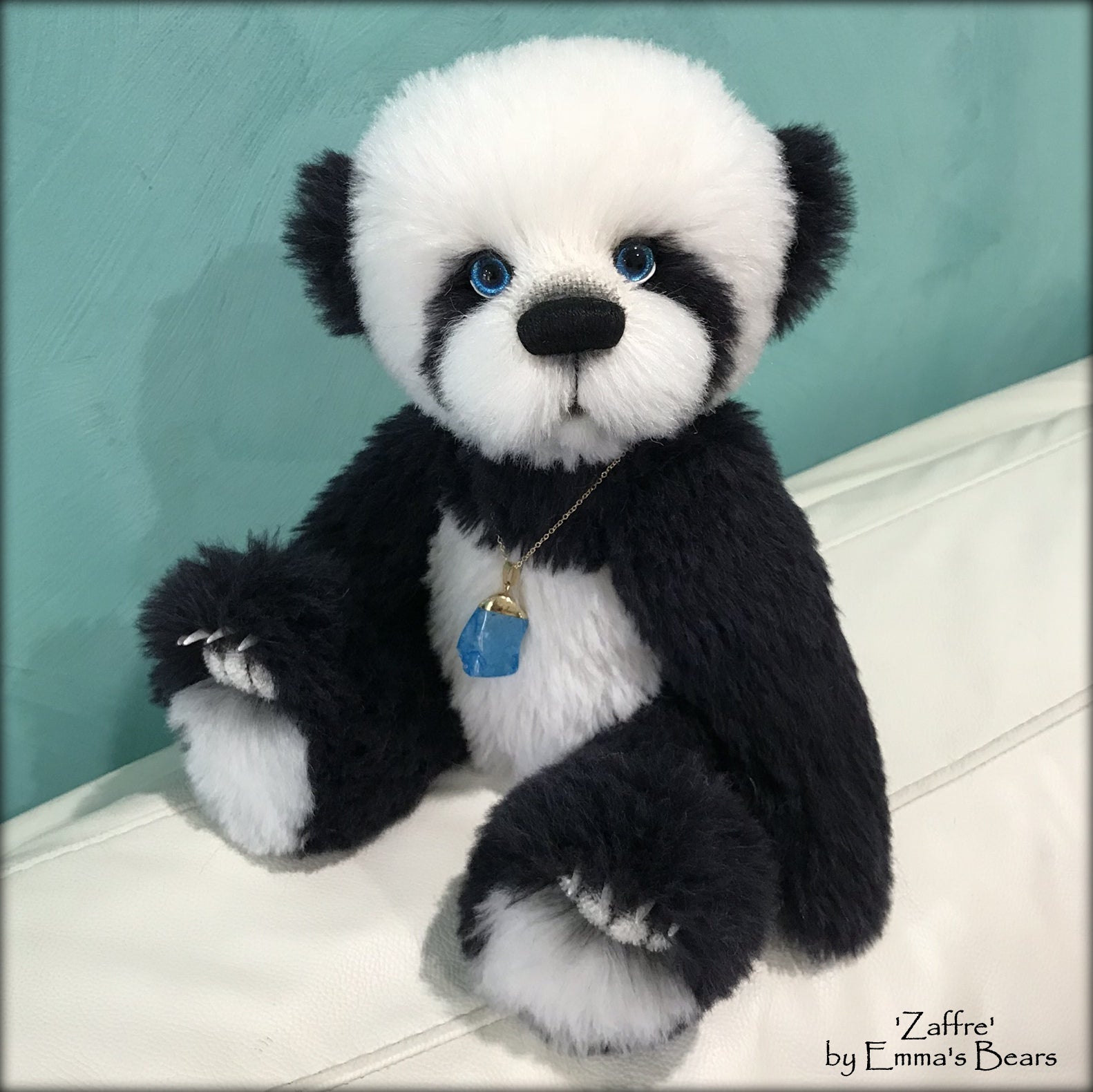 Zaffre - 14" alpaca Artist Panda Bear by Emma's Bears - OOAK