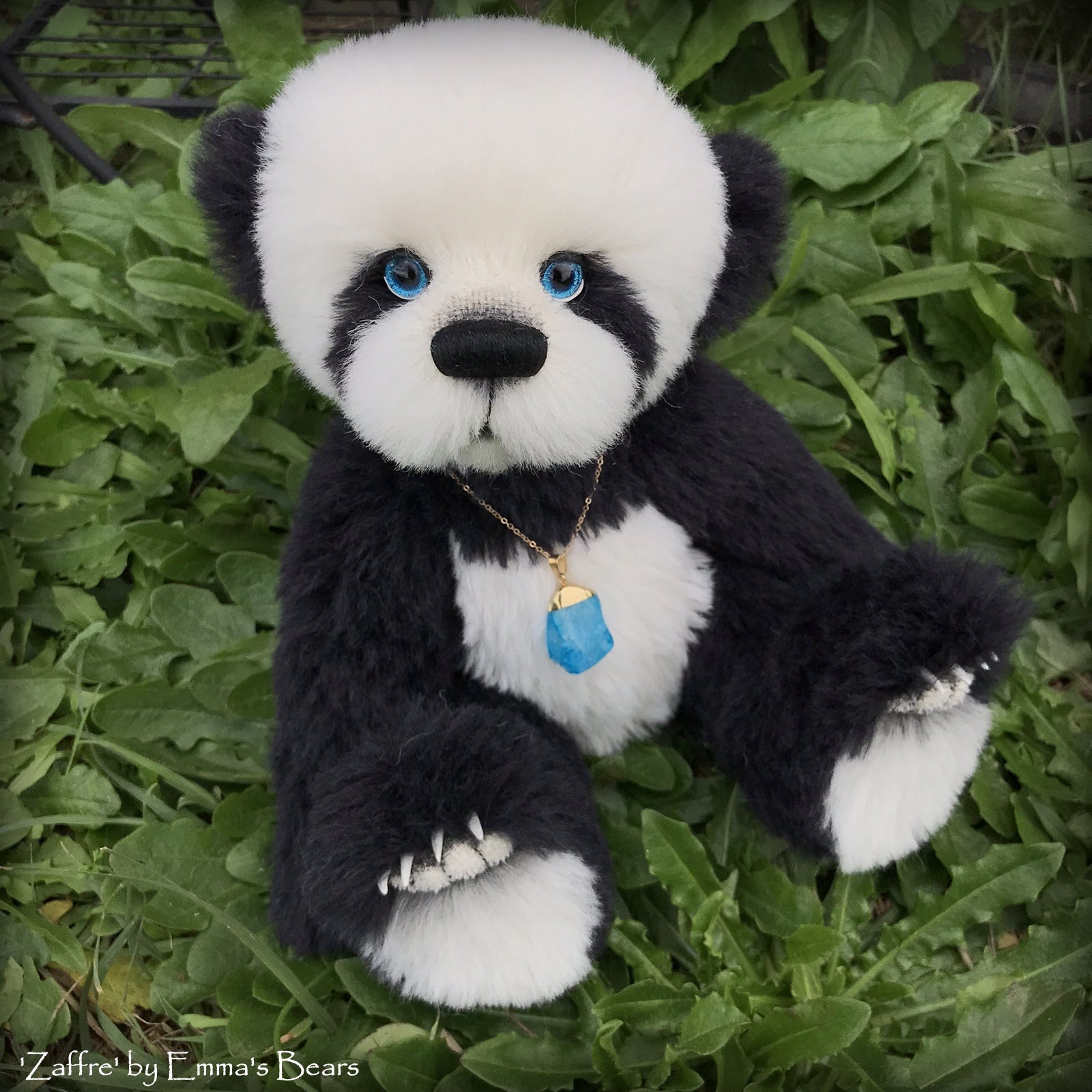 Zaffre - 14" alpaca Artist Panda Bear by Emma's Bears - OOAK