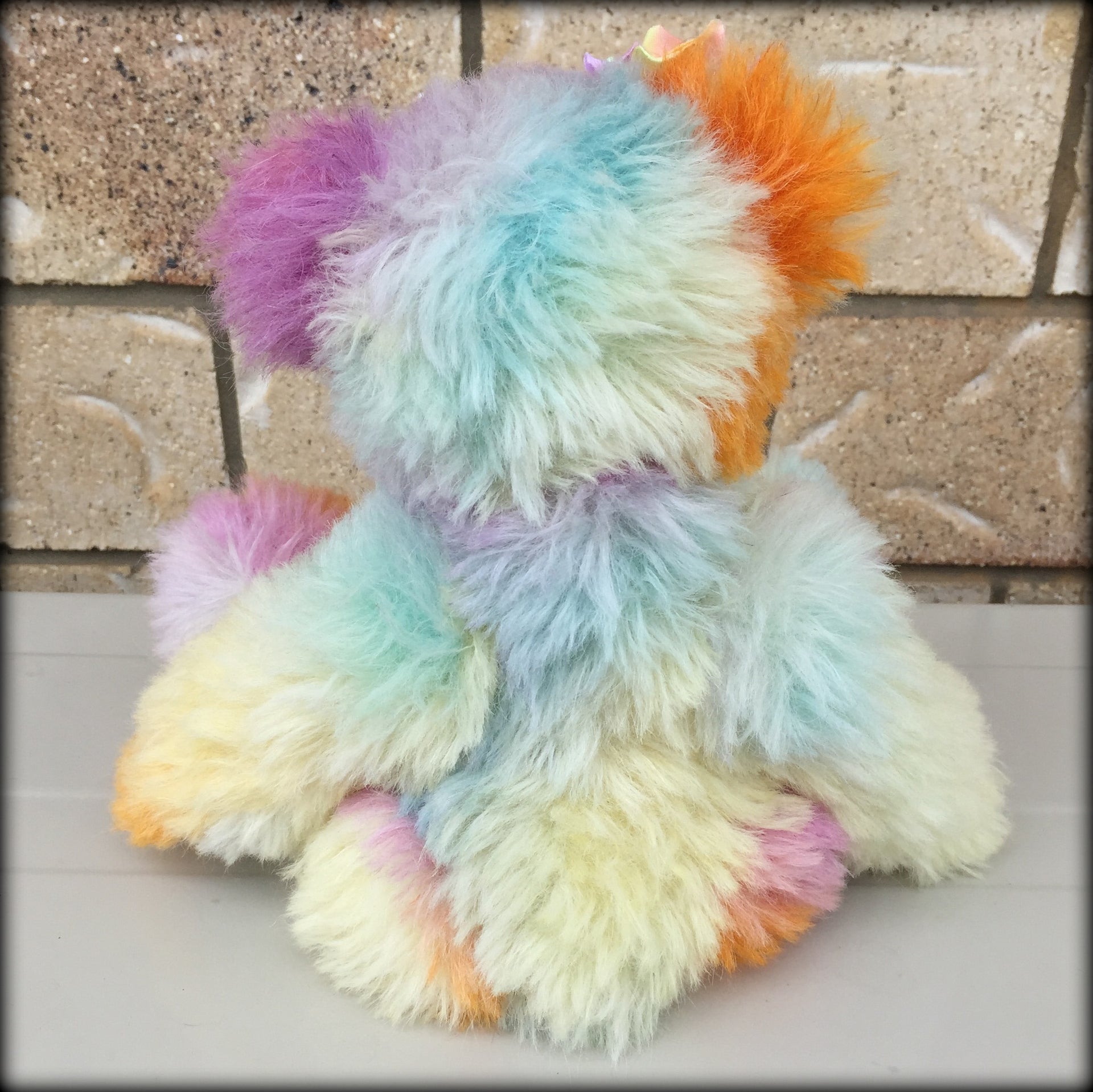 Clara - 12" rainbow alpaca artist bear by Emmas Bears - OOAK