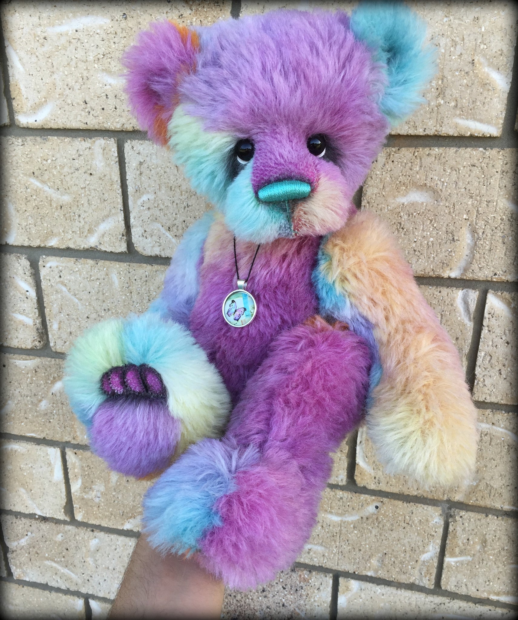 Daydream - 17" rainbow alpaca artist bear by Emmas Bears - OOAK