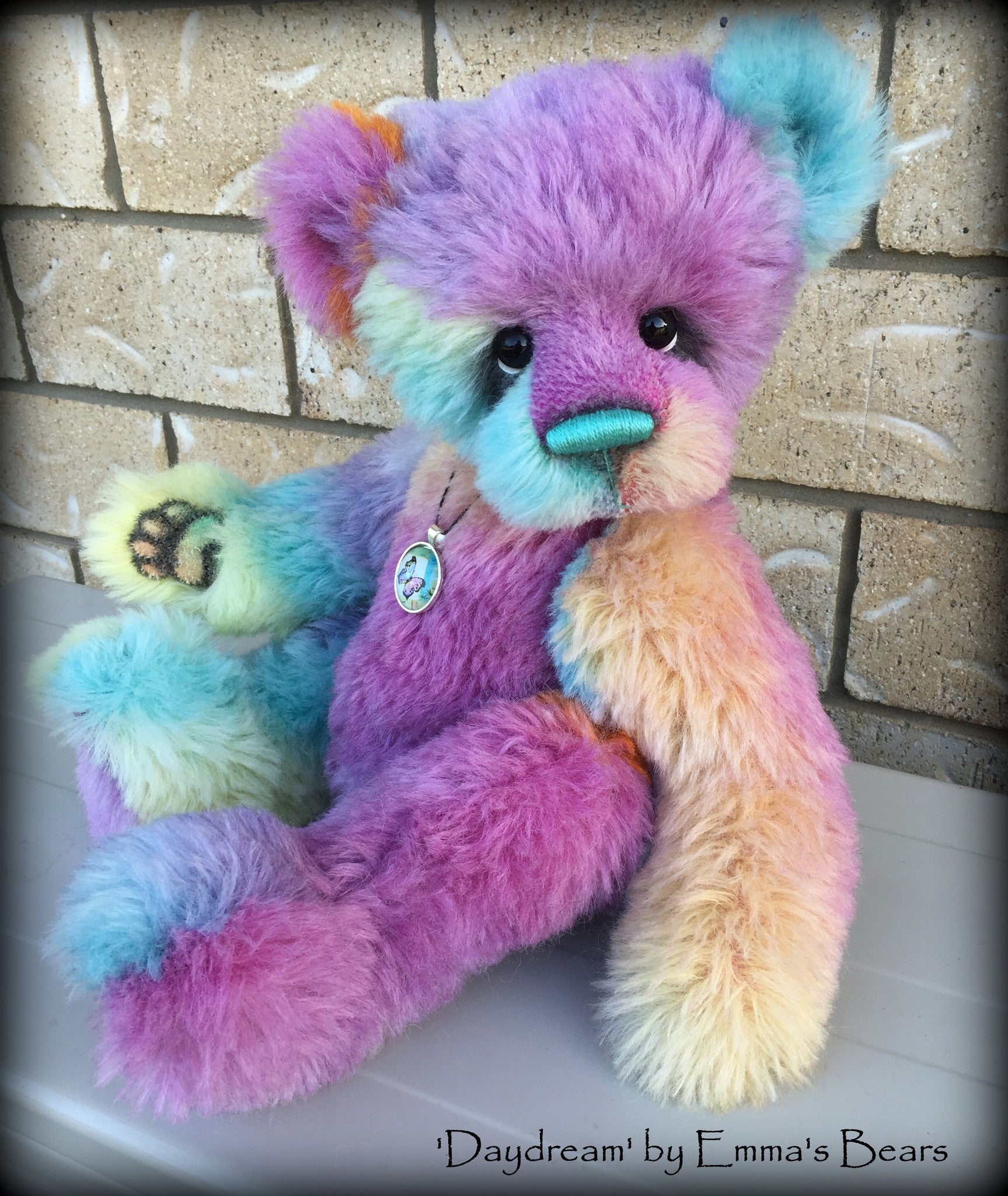 Daydream - 17" rainbow alpaca artist bear by Emmas Bears - OOAK