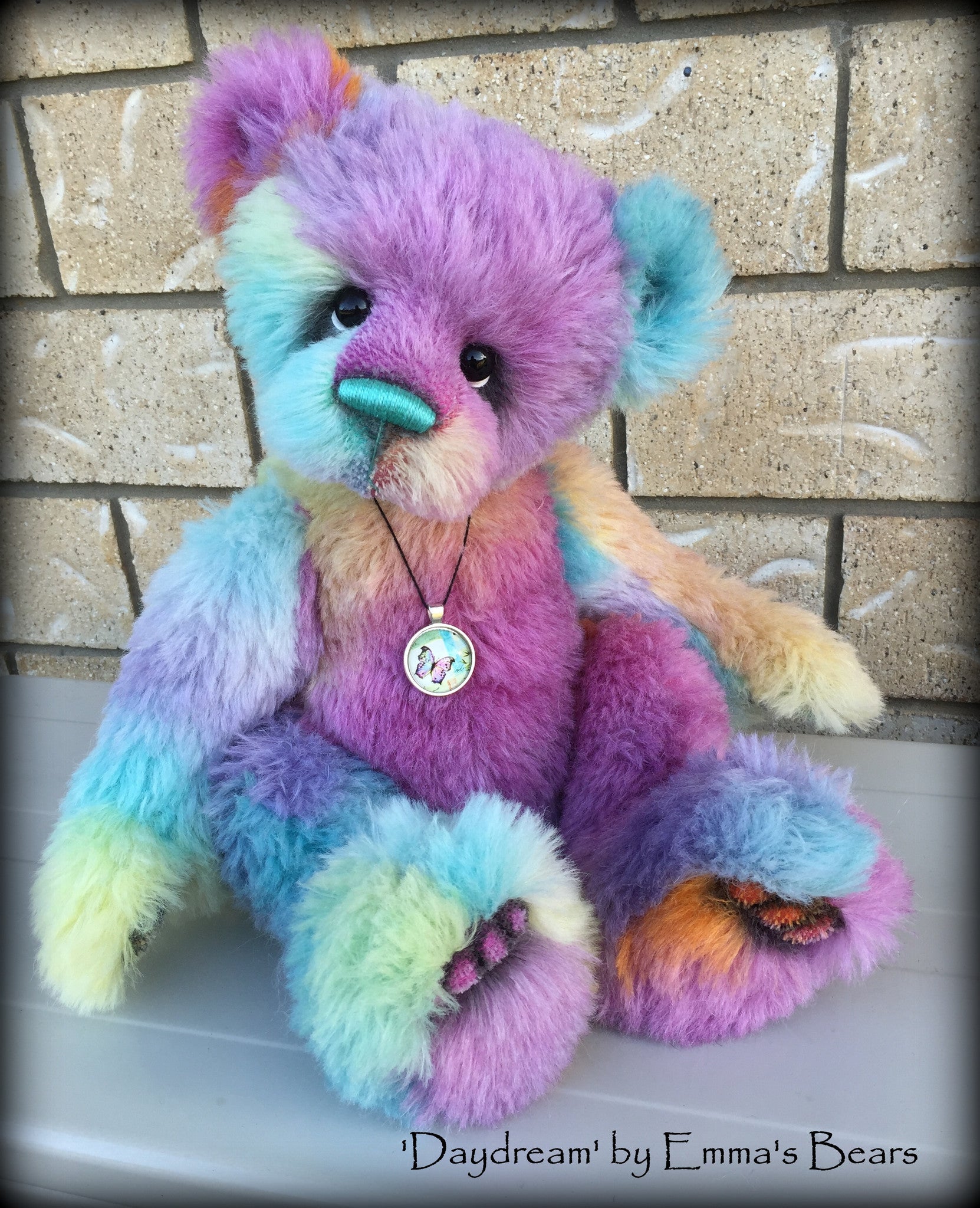 Daydream - 17" rainbow alpaca artist bear by Emmas Bears - OOAK