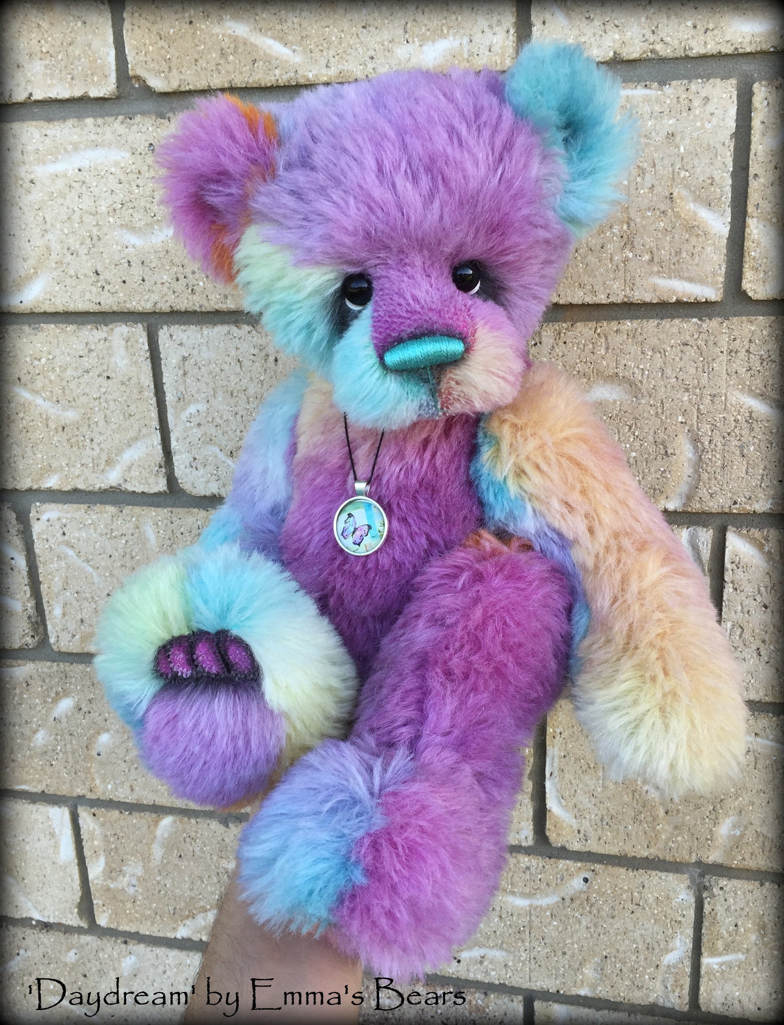 Daydream - 17" rainbow alpaca artist bear by Emmas Bears - OOAK