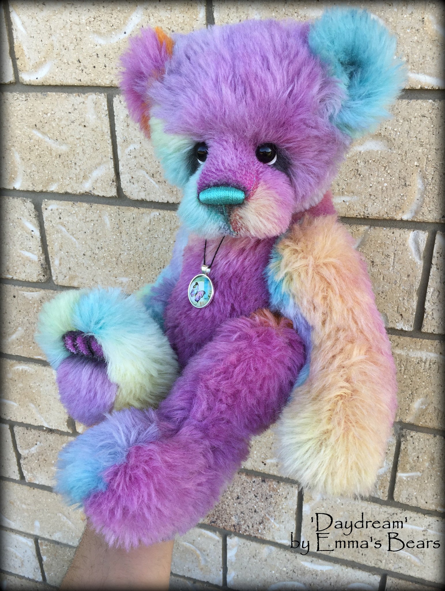 Daydream - 17" rainbow alpaca artist bear by Emmas Bears - OOAK