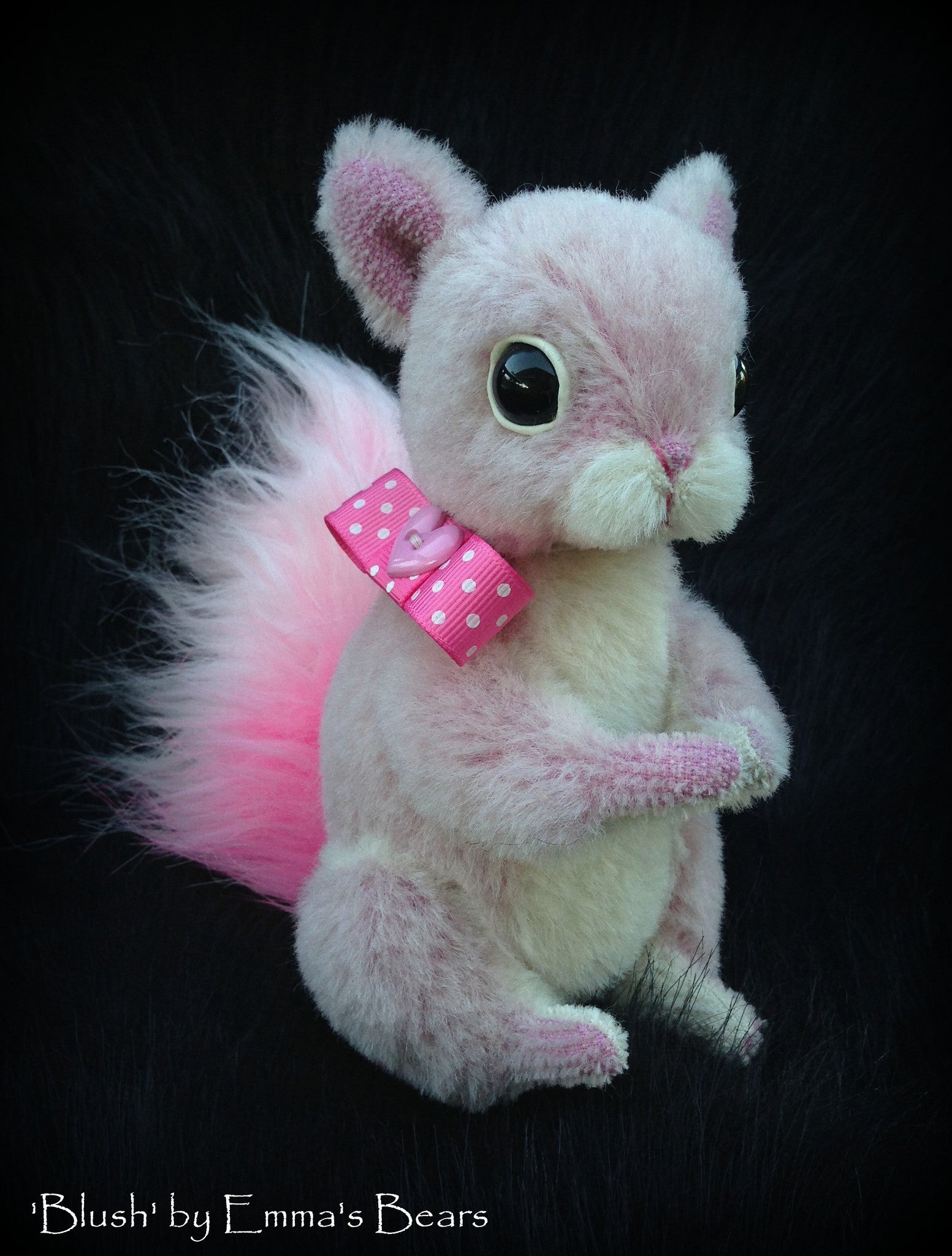 Blush Squirrel - 6IN hand dyed pink mohair squirrel by Emmas Bears - OOAK