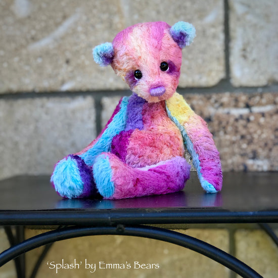 Splash - 8" Hand-Dyed Viscose Artist Bear by Emma's Bears - OOAK