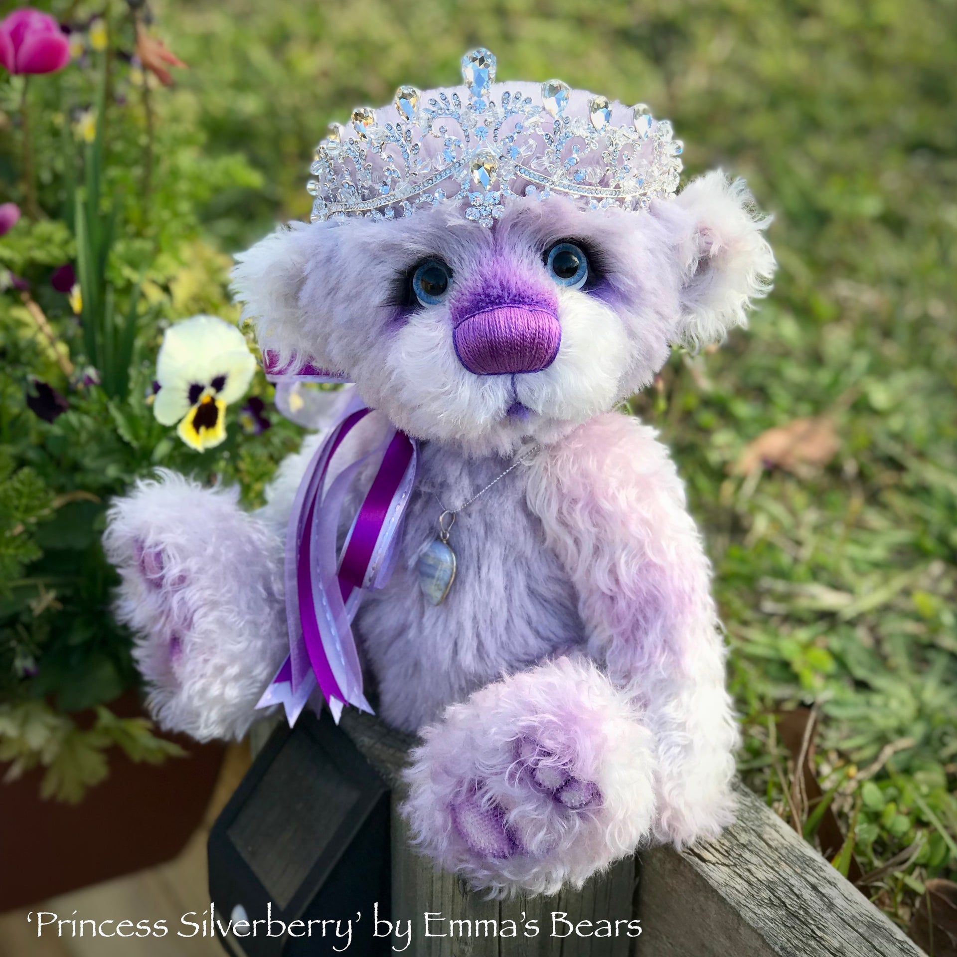 Princess Silverberry - 14" kid mohair and alpaca bear by Emmas Bears - OOAK