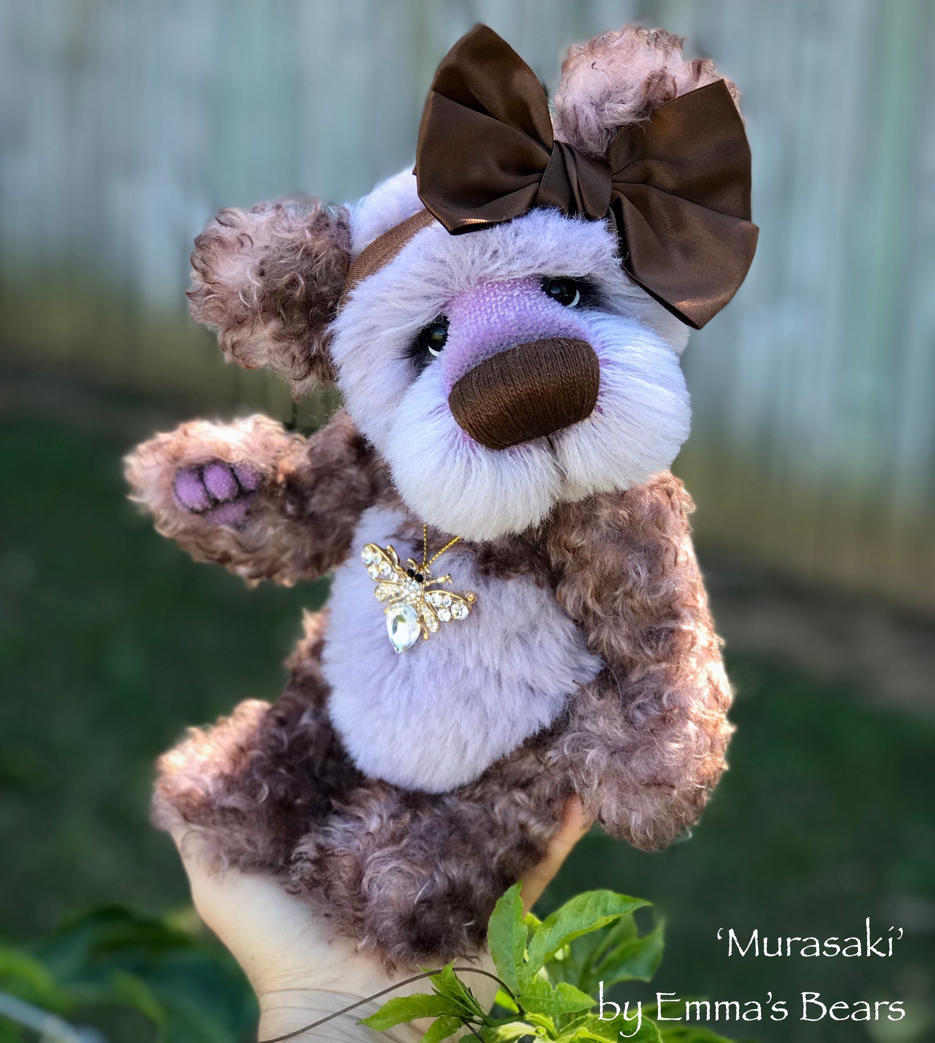 Murasaki- 11" Hand Dyed Kid Mohair and Alpaca Artist Bear by Emma's Bears - OOAK