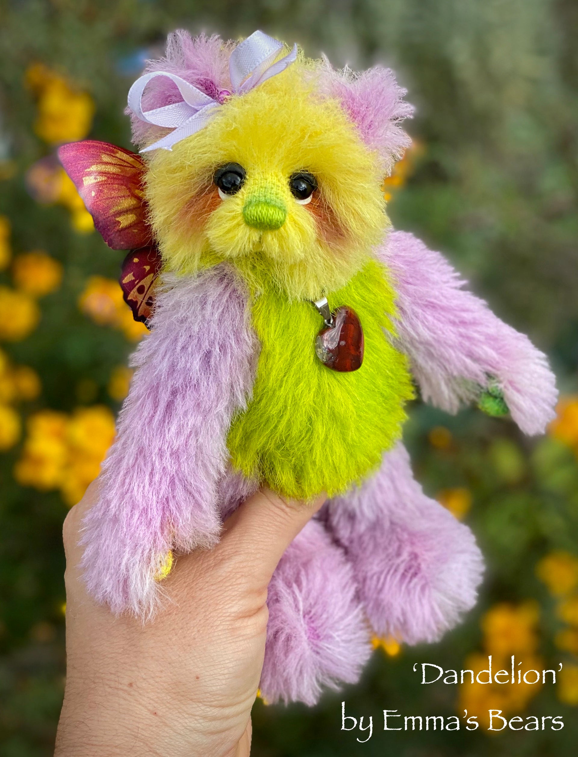 Dandelion - 7" Rainbow Alpaca Artist Bear by Emma's Bears - OOAK