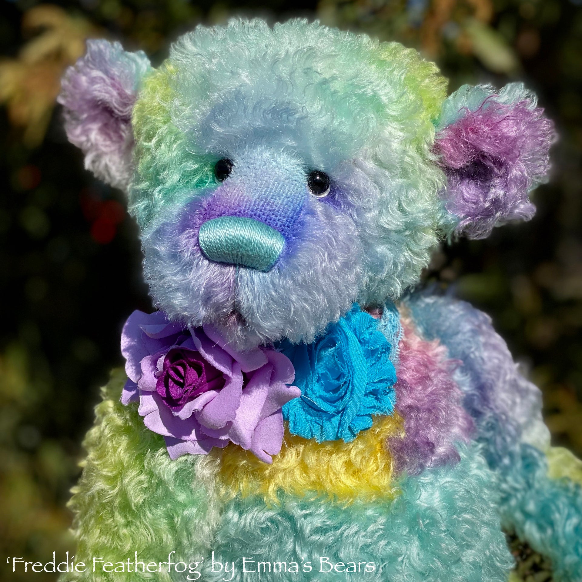 Freddie Featherfog - 17" Rainbow Kid Mohair Artist Bear by Emma's Bears - OOAK