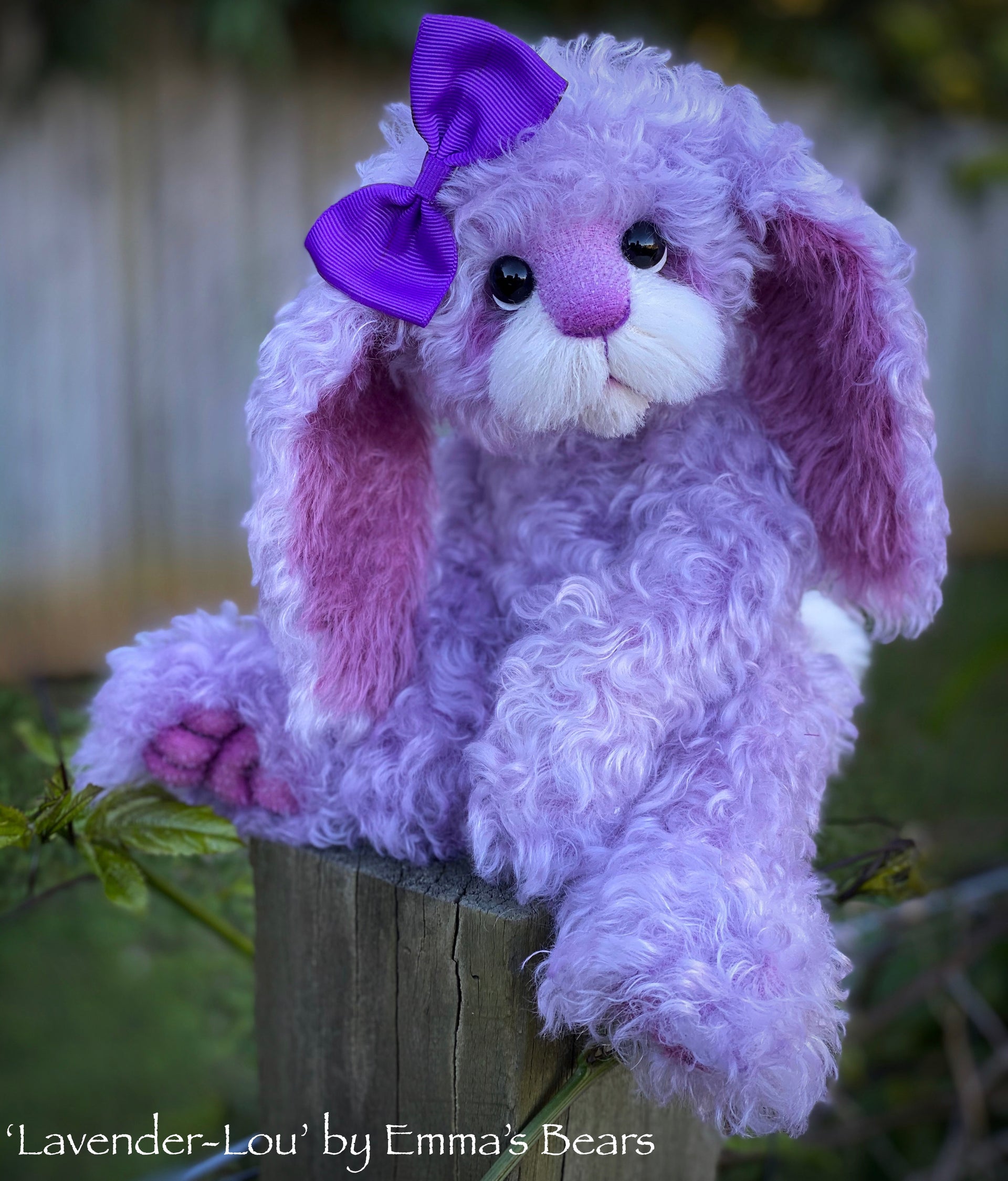 Lavender-Lou - 12" Hand-Dyed Kid Mohair Bunny by Emma's Bears - CUSTOM OOAK