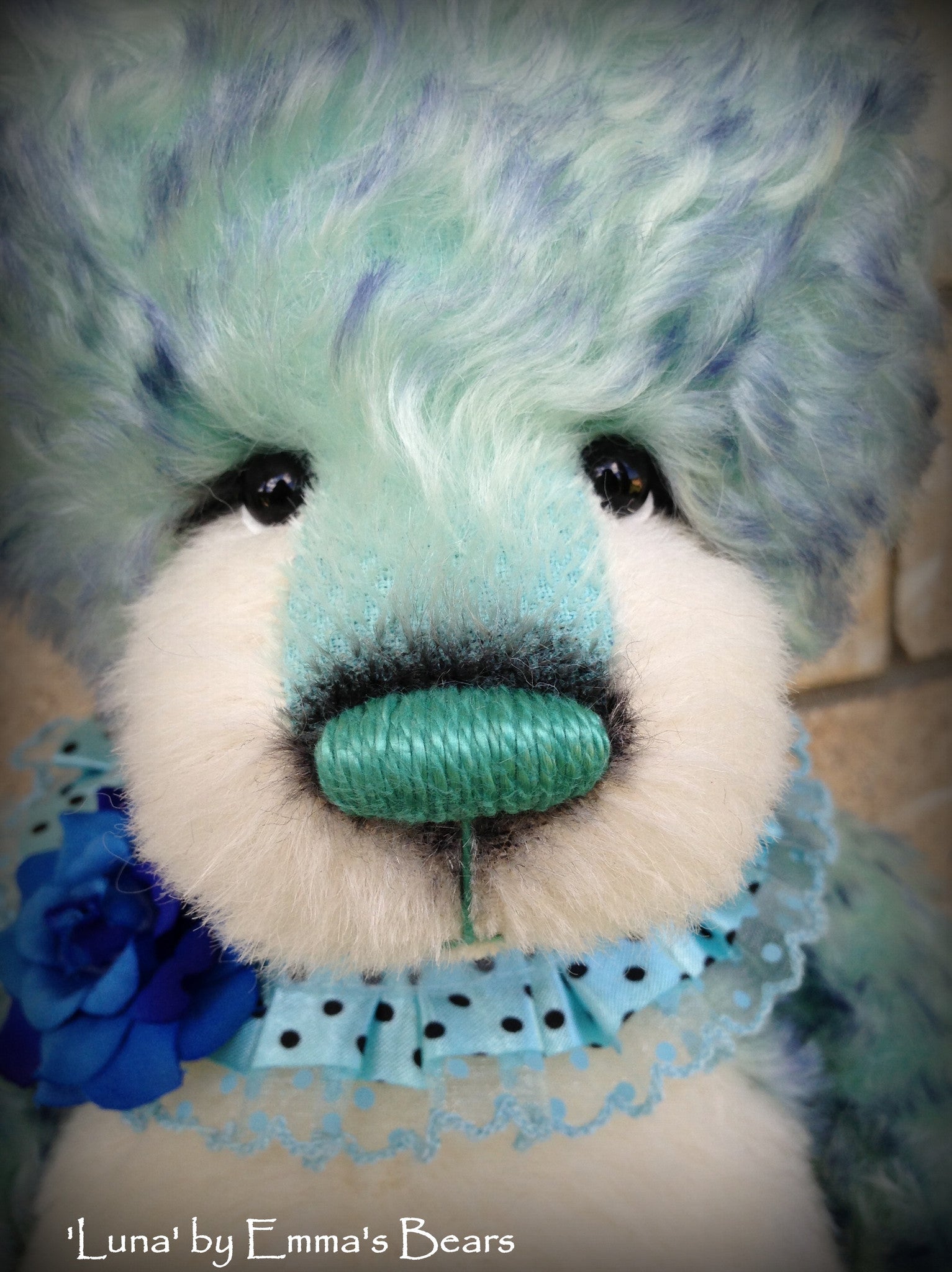 Luna - 17" aqua blue artist bear by Emma's Bears - OOAK