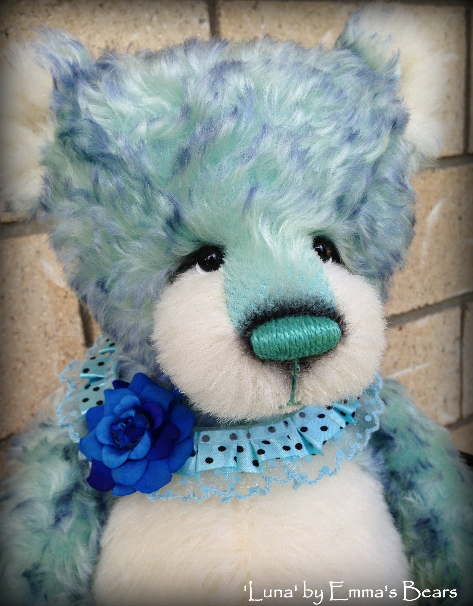 Luna - 17" aqua blue artist bear by Emma's Bears - OOAK