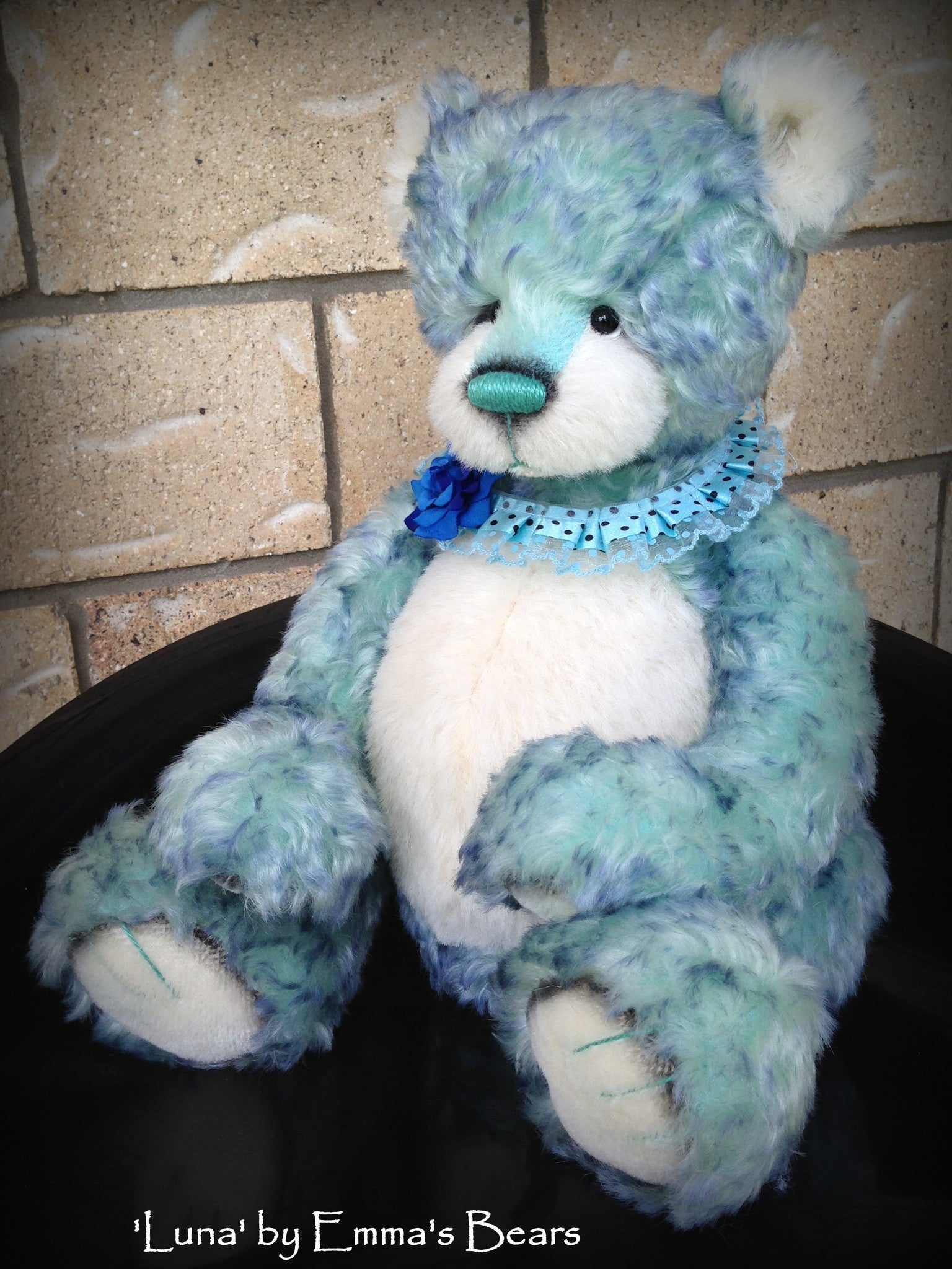 Luna - 17" aqua blue artist bear by Emma's Bears - OOAK