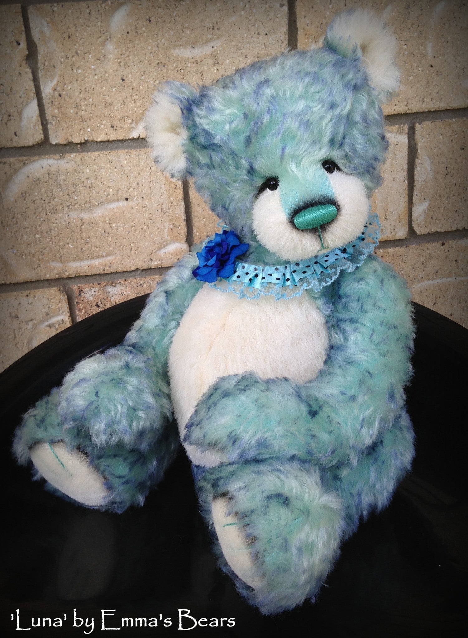 Luna - 17" aqua blue artist bear by Emma's Bears - OOAK