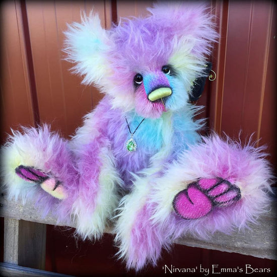 Nirvana - 21IN hand dyed rainbow mohair bear by Emmas Bears - OOAK