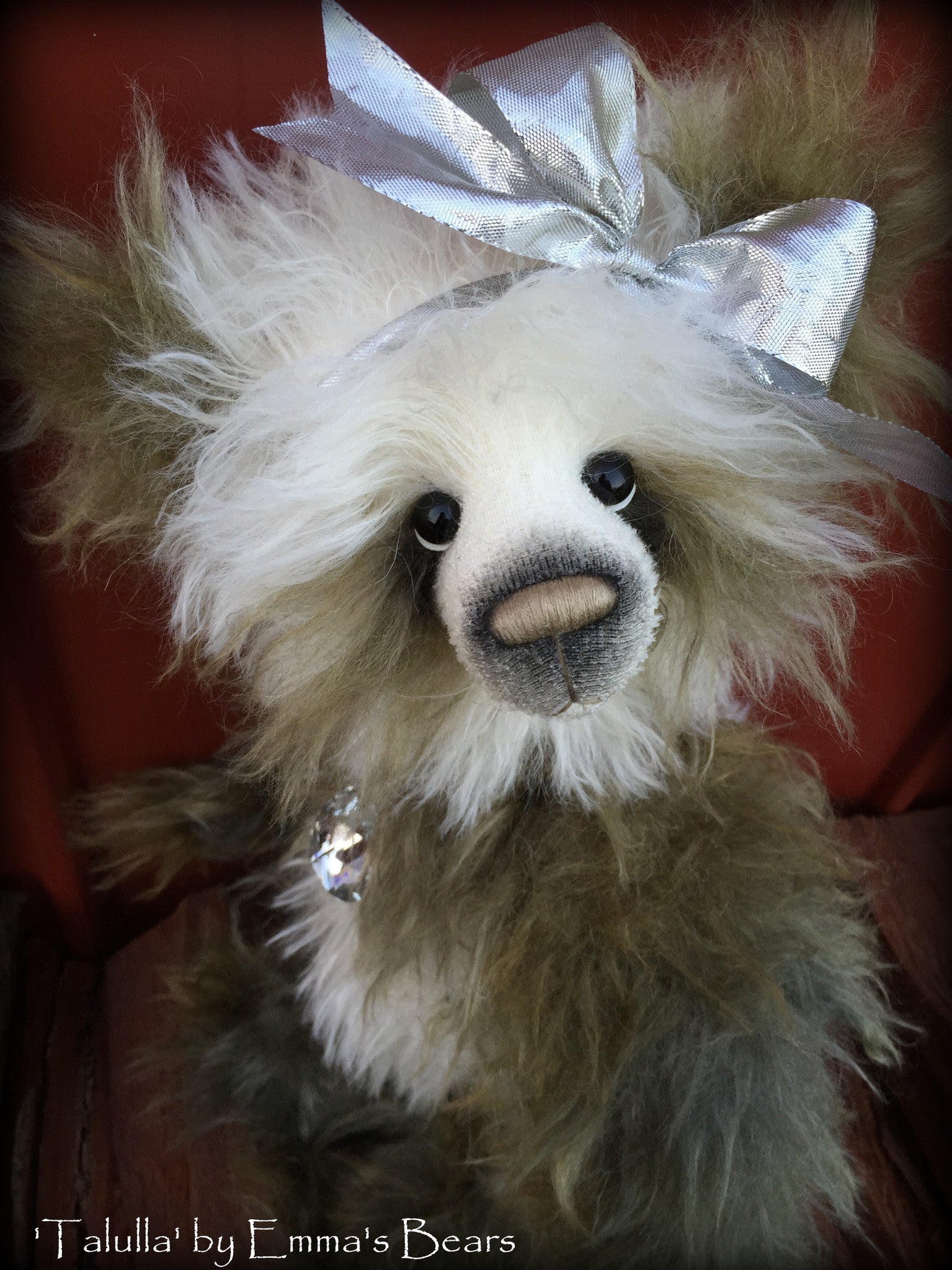 Talulla - 16" hand dyed long pile mohair artist panda bear  - OOAK by Emma's Bears