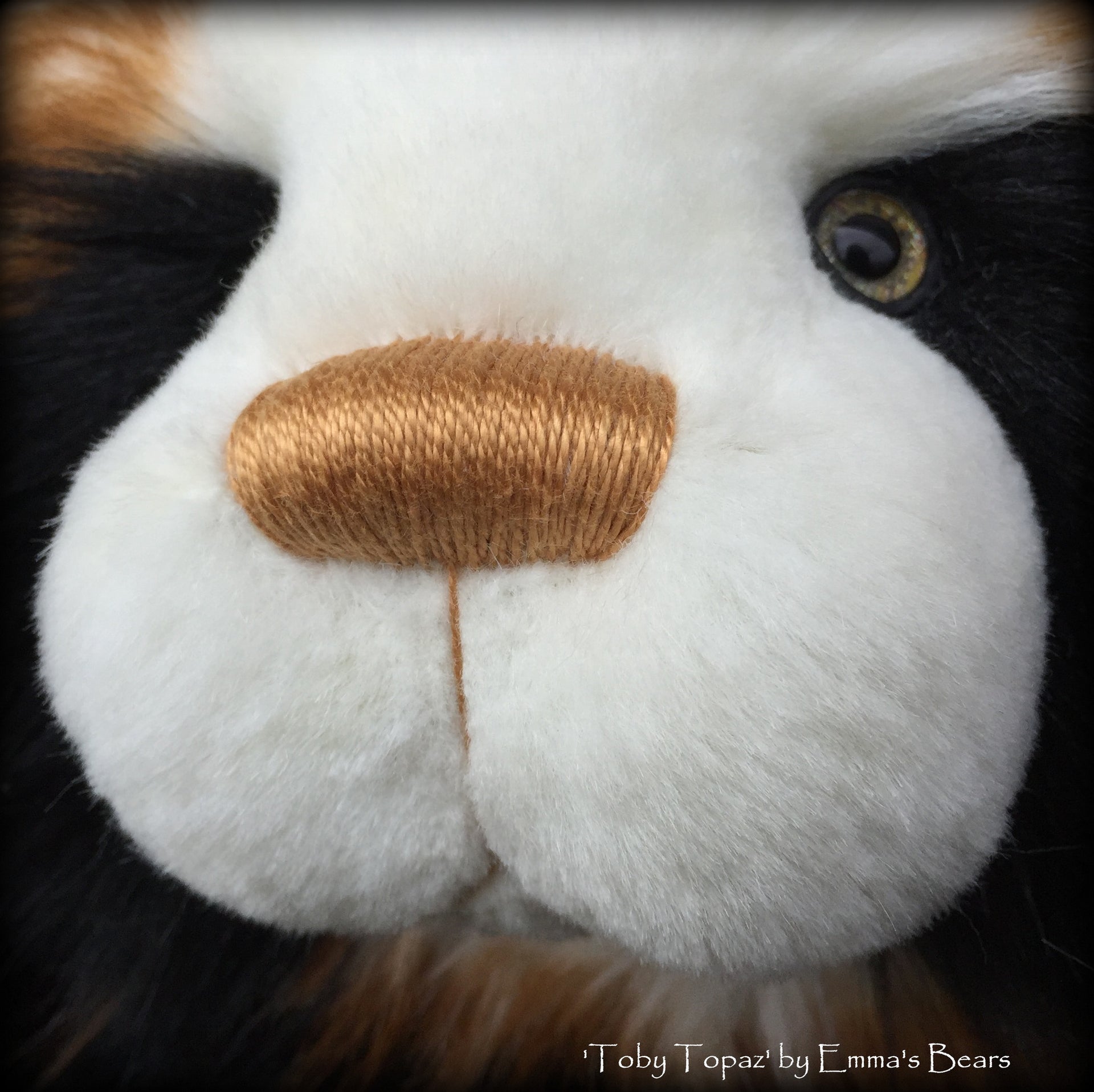 Toby Topaz - 22" faux fur artist panda bear  - OOAK by Emma's Bears